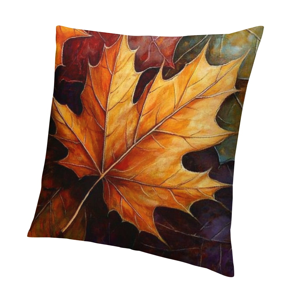 Autua Autumn Maple Leaves Throw Pillow Covers, Colorful Leaves Colorful ...