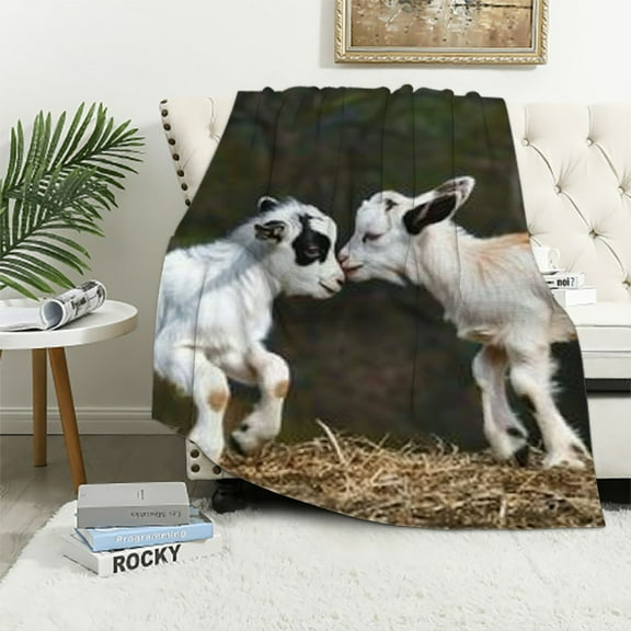 Autua Baby Goats Warm Lightweight Blanket Soft Fleece Throw Blanket for All Seasons - Living Room Sofa Decor Cow Gifts Blanket 40x50in