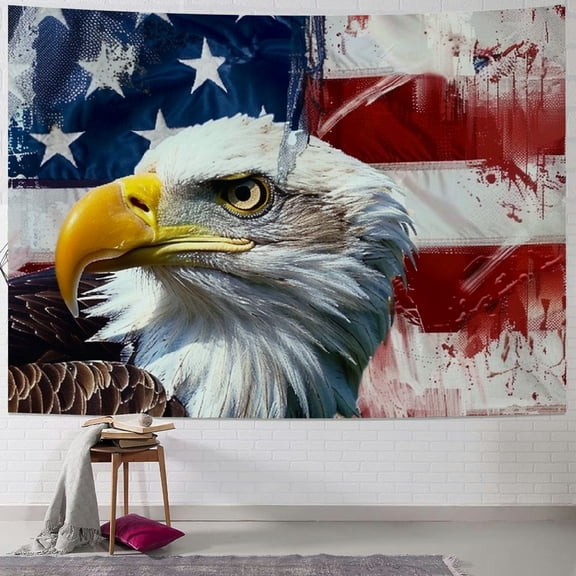 Autua Bald Eagle Flag Americo Makk Tapestry Wall Hanging Unique Style for Home Wall Decor Living Room Bedroom Dorm Apartment Farmhouse 40x30inch