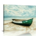 thumbnail image 1 of Autua Beach Boat Picture Wall Art Abstract Green Canoe Beach Print Painting Countryside Ocean Landscape Texture Sea View Artwork Bathroom Office Living Room Decoration 16x12in, 1 of 6