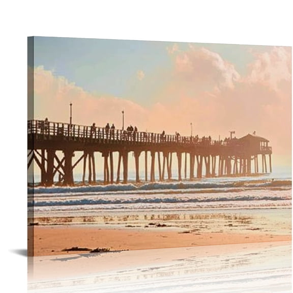 Autua Beach Wall Decor Canvas Art Print for Living Room Bedroom Home Office - Quality Handmade Aesthetic Decoration 20x16in