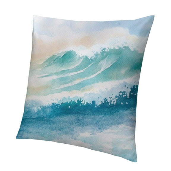 Autua Beach Watercolor Blue Pillow Covers Sea Ocean Nature Scenery Decorative Throw Pillows Pillowcase Square Cushion Case for Couch Sofa Bed Bedroom Car Living Room 12x12in