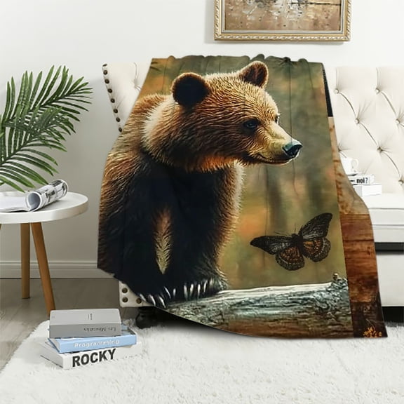 Autua Bear Bear-Cub Woods Warm Lightweight Fleece Blanket All Seasons 40x50in