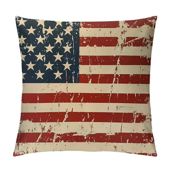 Autua Beer American Flag Graphic Decorative Throw Pillow Cover for Home Couch Living Room Bed Sofa, Aesthetic Design, Printed on Both Sides, 1PC 22x22in