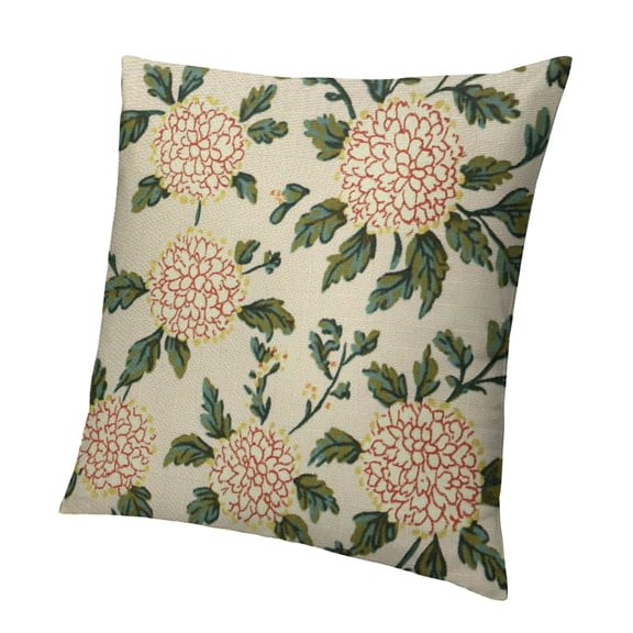 Autua Beige Spring Pillow Covers Khaki Green Hydrangea Flower Decor Throw Pillows Vintage Floral Seasonal Summer Outdoor Decoration Pillowcase Linen Cushion Cover for Couch Sofa 12x12in
