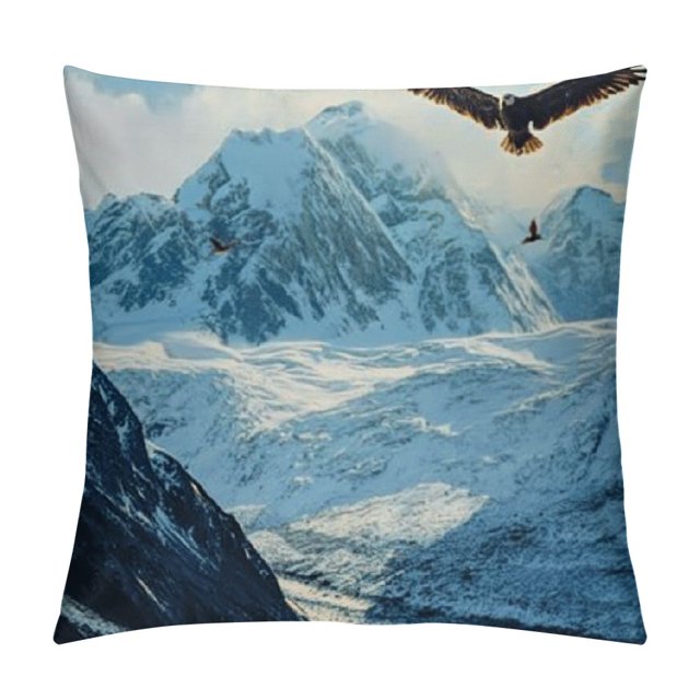Autua Bird Mountain Snow Graphic Decorative Throw Pillow Cover Short