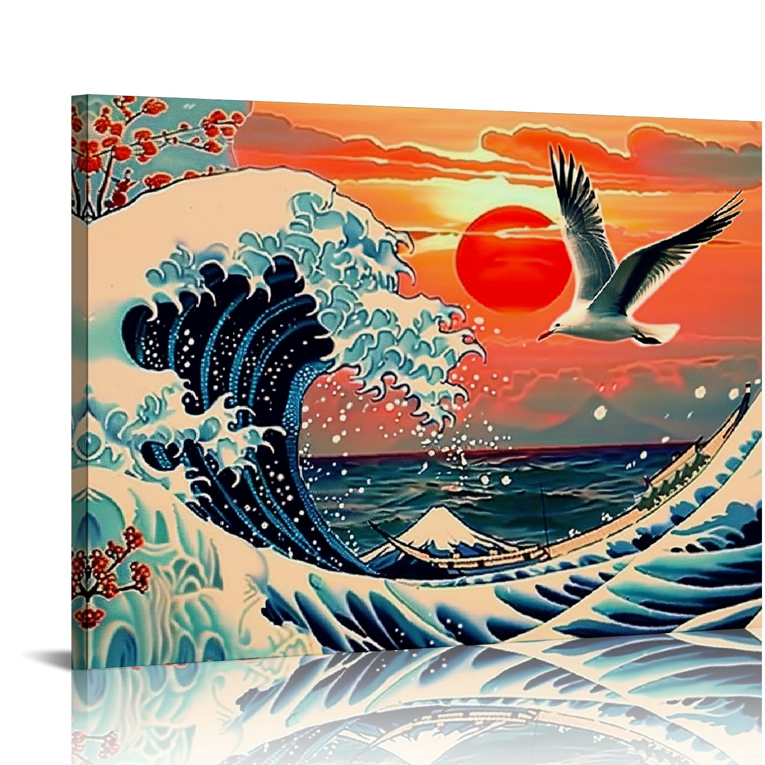 Autua Bird Wave Sunset Canvas Wall Art for Living Room Bedroom Office ...