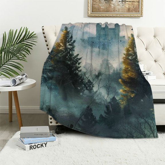 Autua Birds Castle Forest Warm Lightweight Blanket Soft Fleece Blankets Throw Blanket Living Rooms Sofa Decor Cow Gifts Blanket for All Seasons 40x50in