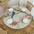thumbnail image 1 of Autua Birds Flowers Round Tablecloth Stain-Resistant Washable 60-Inch 54"-58, 1 of 8