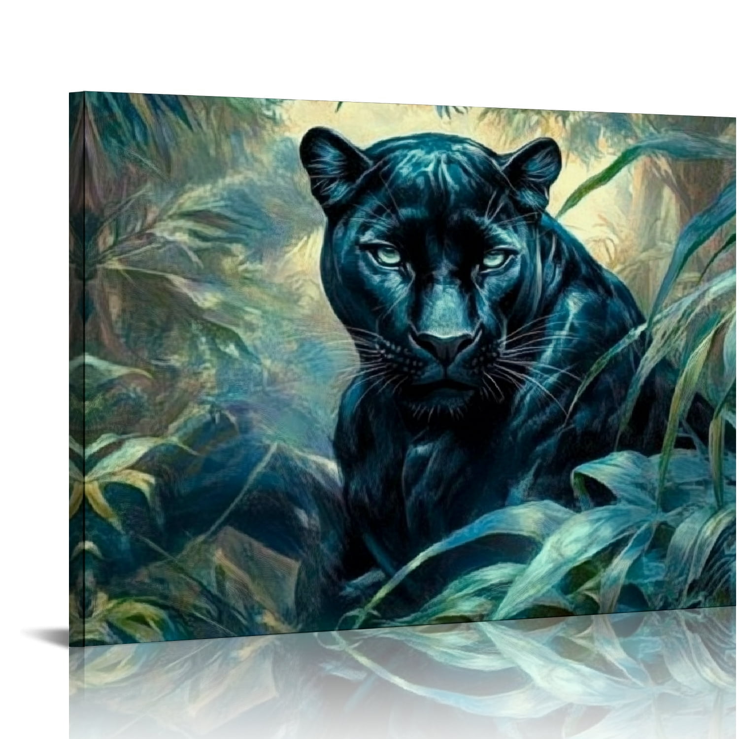 Autua Black Panther Jungle Green Plants Canvas Wall Art Decor 20x16in ...