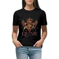 thumbnail image 1 of Autua Black T-Shirt Plus Size Women's Round Neck Short Sleeved T-Shirt Lion & Crown Summer Short Sleeve T-Shirt Novelty Fashion Retro Plus Size Print T-Shirt Black, 1 of 3