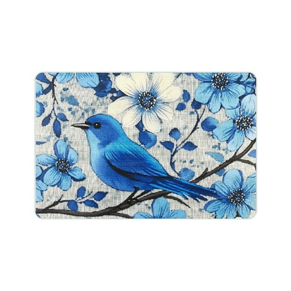 Autua Blue Bird Flowers Fast Absorption Home Bath Rug Mat 24x16in