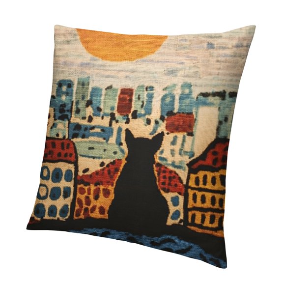 Autua Blue Coast pillowcase | Karla Gerard seaside cat pillow | Folklore pillowcase | 22x22in