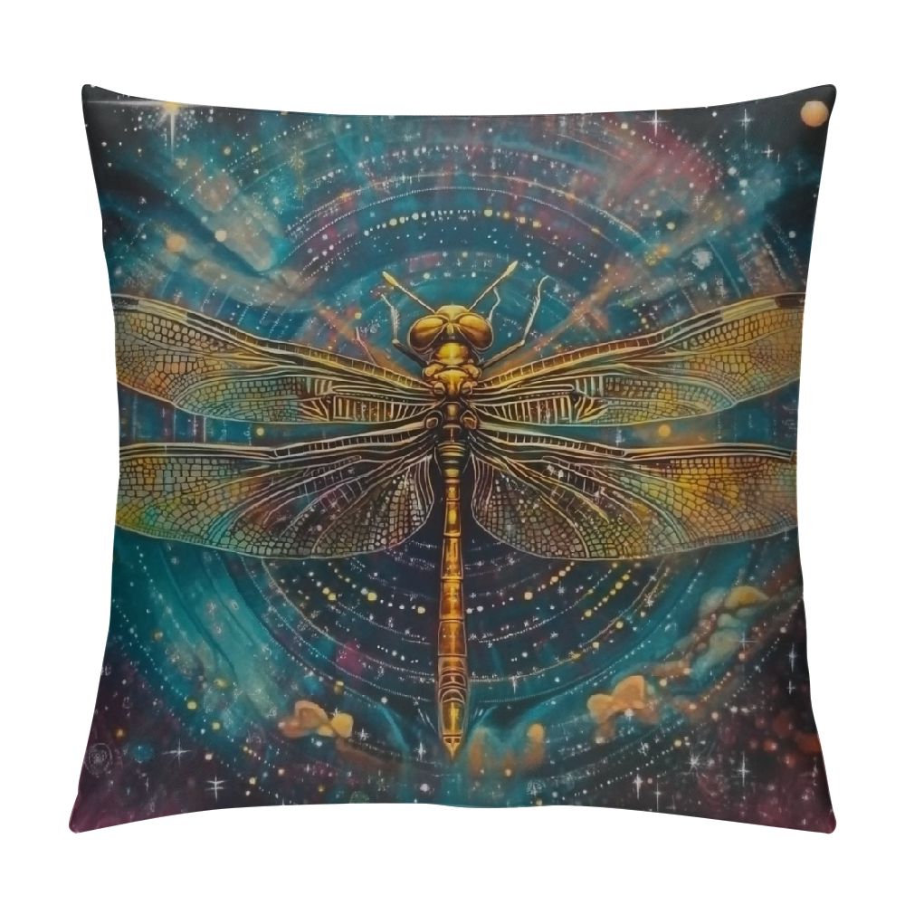 Autua Boho Trippy Dragonfly Mandala Decorative Pillow Covers Spring