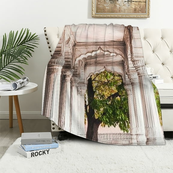 Autua Building Pillars Trees Lightweight Blanket for All Seasons 60x80in