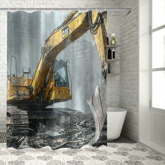 Autua Bulldozer Rubble City Chic Modern Bathroom Decor Shower Curtain 36"x72