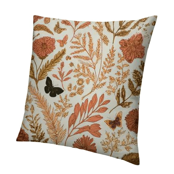 Autua Burnt Orange Autumn Flower Pillowcase Seasonal Fall Wildflower Rustic Outdoor Throw Pillow Cover Thanksgiving Cushion Cover 12x12in