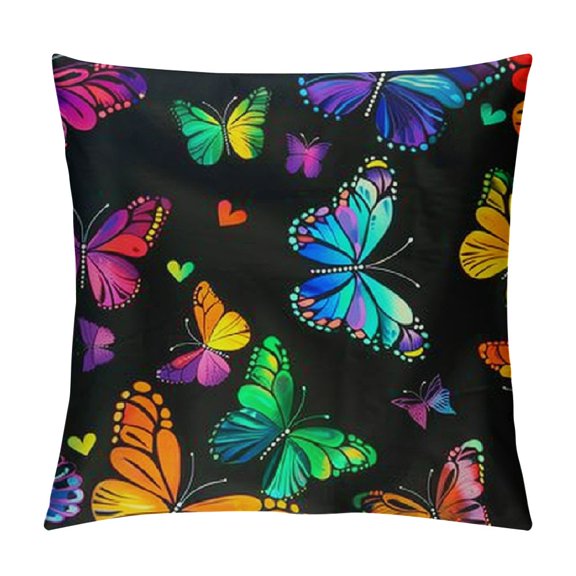 Autua Butterflies Colorful Flying Graphic Decorative Cushion Throw Pillow Cover for Home Couch Living Room Bed Sofa - High-Quality Aesthetic Decorative 1PC 12x12in