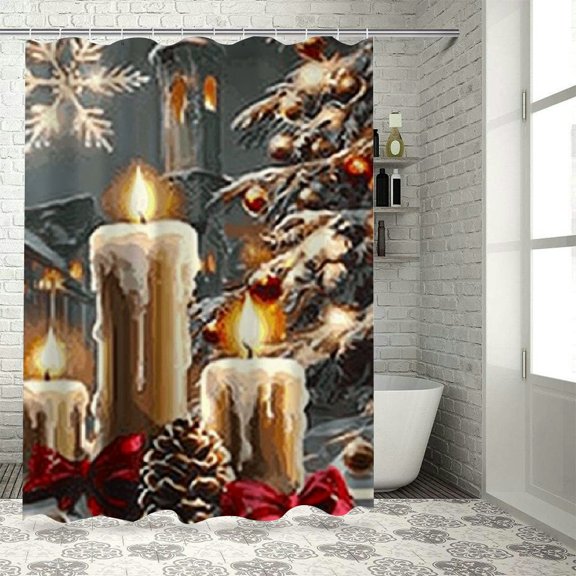 Autua Candles Gothic Art Chic Modern Bathroom Decor Shower Curtain 100% Polyester with Hooks 60"x72