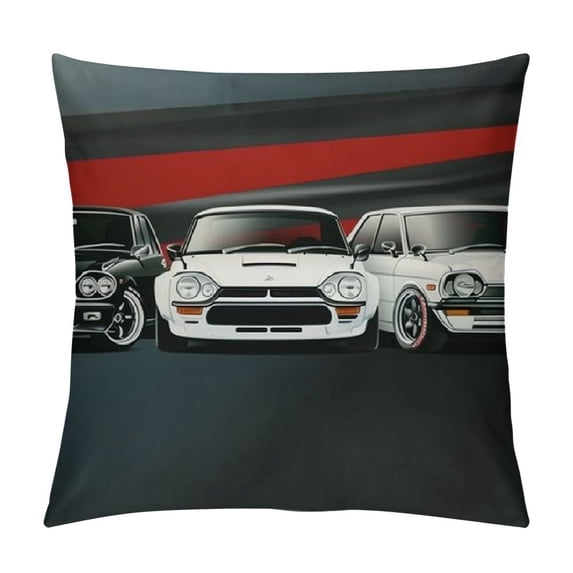 Autua Cars Stripes Poster Art Graphic Decorative Cushion Throw Pillow Cover for Home, Living Room, Bed - High-Quality, All Year Round, Zipper Closure, 1PC 18x18in