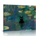 thumbnail image 1 of Autua Cat Water Lilies Canvas Wall Art Print for Living Room Bedroom Home Office Decor 20x16in, 1 of 6