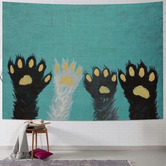 Autua Cats Paws Furry Tapestry Wall Hanging Unique Style Home Decor 50x40inch