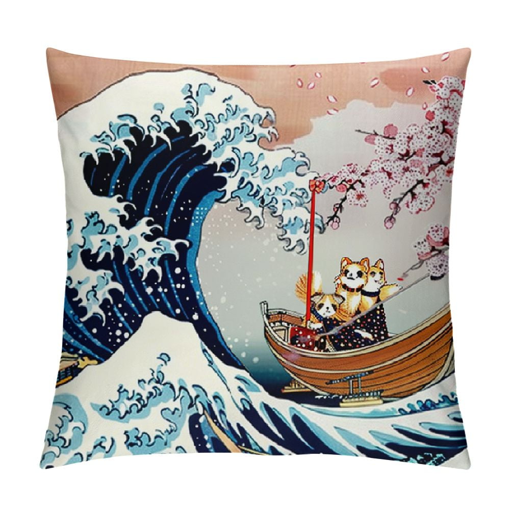 Autua Cherry Blossom Tree Graphic Decorative Throw Pillow Cover