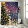 thumbnail image 1 of Autua Christmas Tree Santa Claus Sleigh Bathroom Décor Set with Hooks 100% Polyester Bathroom Shower Curtain Set 69"x72, 1 of 7