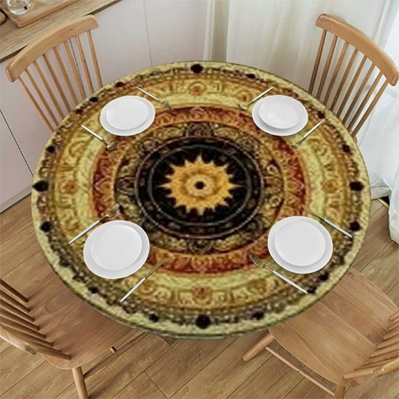 Autua Circular Design Sacred Geometry Abstract Illusionism Tablecloth 54"-58