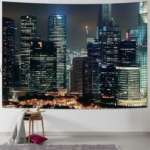 Autua City Background Modern City Night View Skyscraper City Skyline Photography Background Birthday Party Props 50x40inch