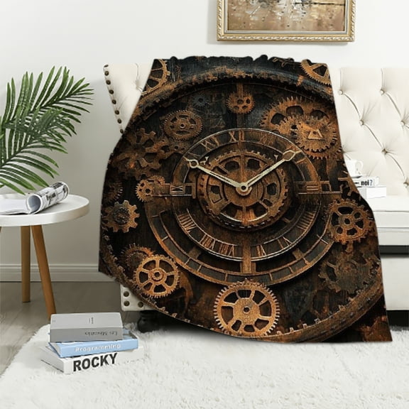 Autua Clock Gears Steampunk Lightweight Soft Blanket for All Seasons 40x50in