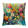 thumbnail image 1 of Autua Colorful Flowers Graphic Decorative Throw Pillow Cover Short Plush Spring Cushion Case 1PC 18x18in, 1 of 5