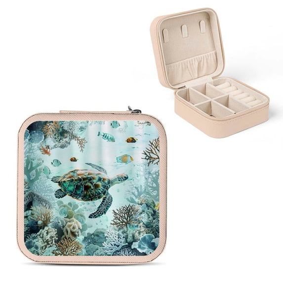 Autua Corals Fish Small Jewelry Box for Women, Bridesmaid Gifts and Travel Essential to Store Necklace, Ring, Earring - Compact Size with Multiple Storage Spaces Pink