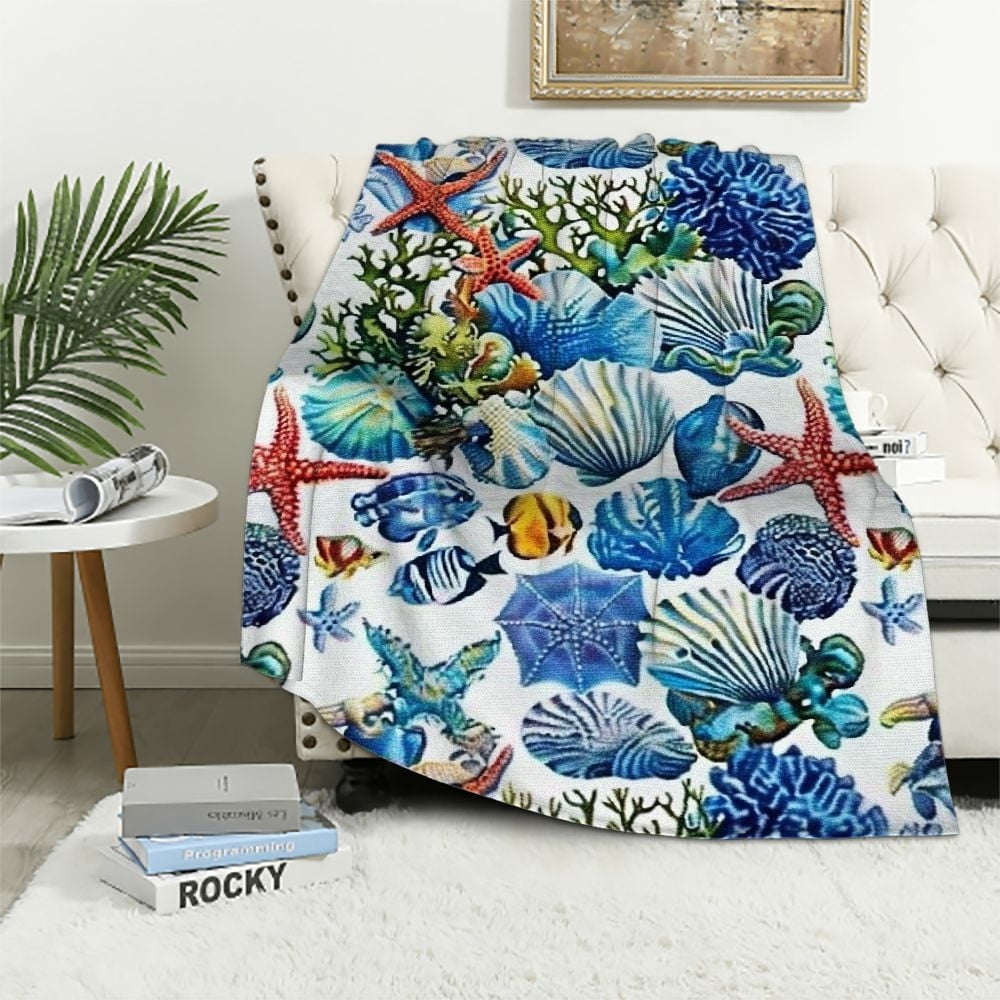 Autua Corals Starfish Warm Lightweight Blanket Soft Fleece Blankets for