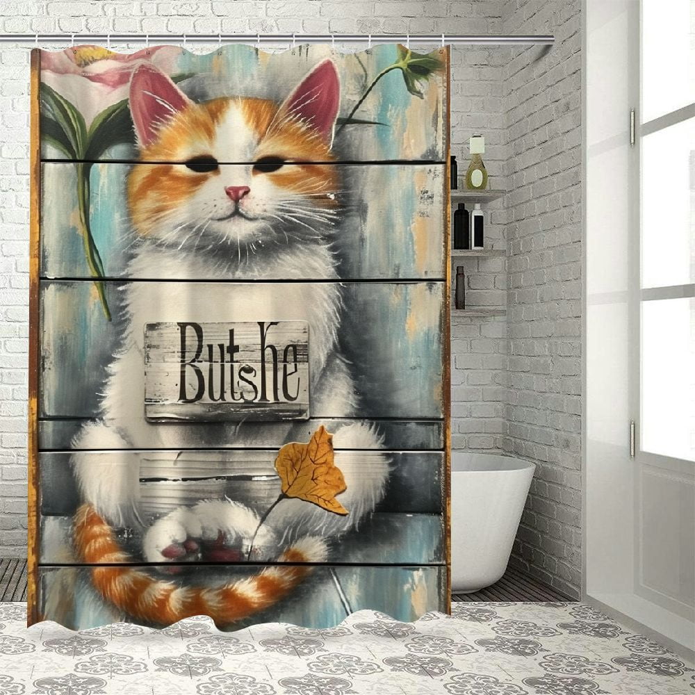 Autua Cute Cat Bathroom Decor Set - Colorful Luxurious Graphic Print ...
