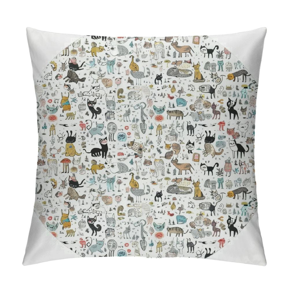 Autua Cute Cat Graphic Decorative Cushion Throw Pillow Cover for Home