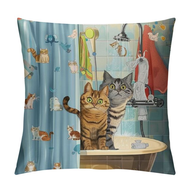 Autua Cute Cat Graphic Decorative Cushion Throw Pillow Cover for Home