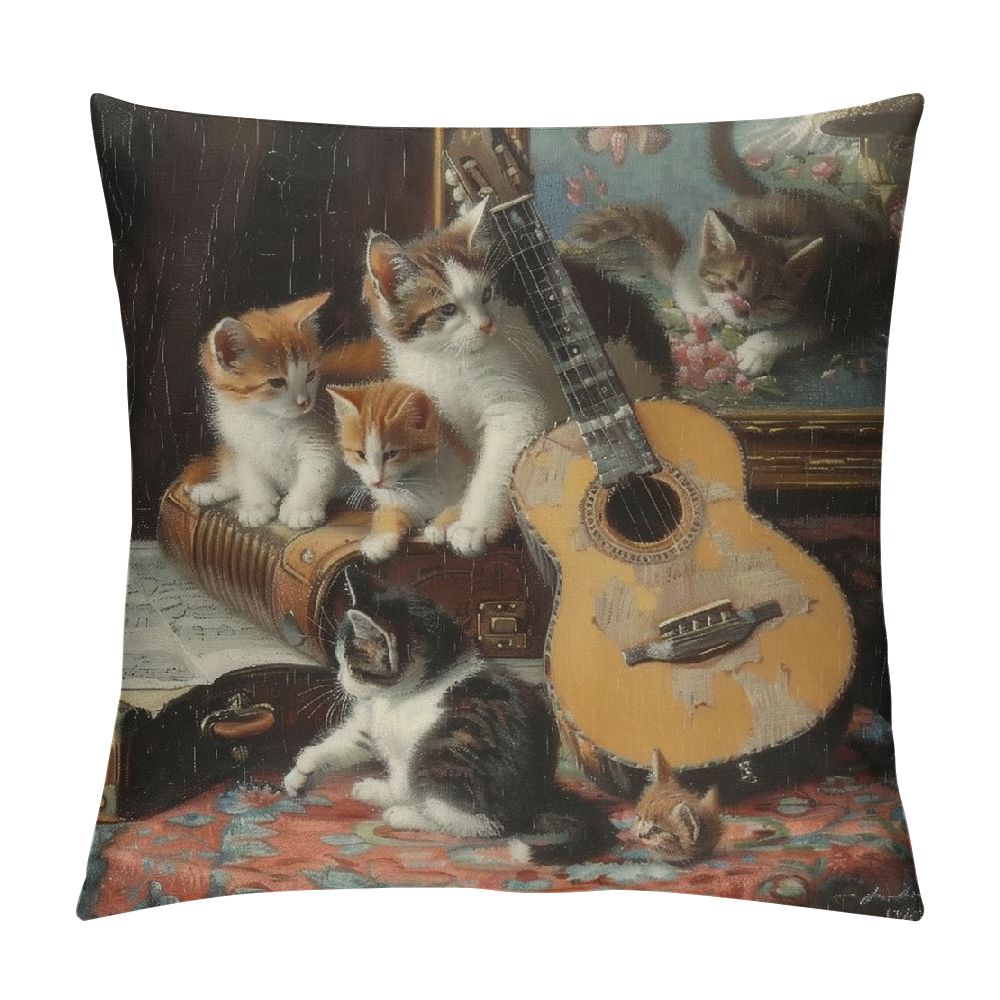 Autua Cute Cat Graphic Decorative Throw Pillow Cover for Home Couch