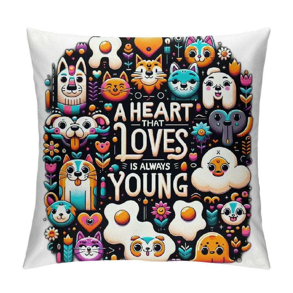 Autua Cute Cat Graphic Decorative Throw Pillow Cover for Home Couch