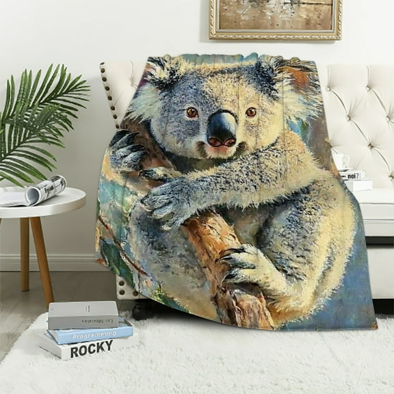 Autua Cute Koala Blanket Gifts for Women, Koala Flannel Blanket, Soft Warm Lightweight Throw Blankets for Bed Couch Home Travel Decor 60x80in