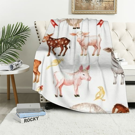 Autua Cute Sheep Warm Lightweight Blanket Soft Fleece Throw Blanket for All Seasons Living Rooms Sofa Decor Cow Gifts Blanket Long-lasting Plush Blankets 40x50in