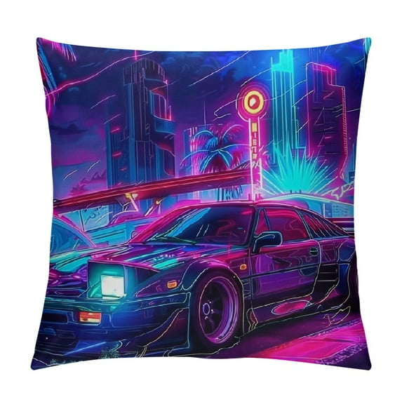 Autua Cyberpunk Art Graphic Decorative Throw Pillow Cover for Home Couch Living Room Bed Sofa Zipper Closure Square 1PC 18x18in