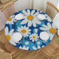 Autua Daisies Flowers Round Table Cover Stain Resistant Washable Indoor