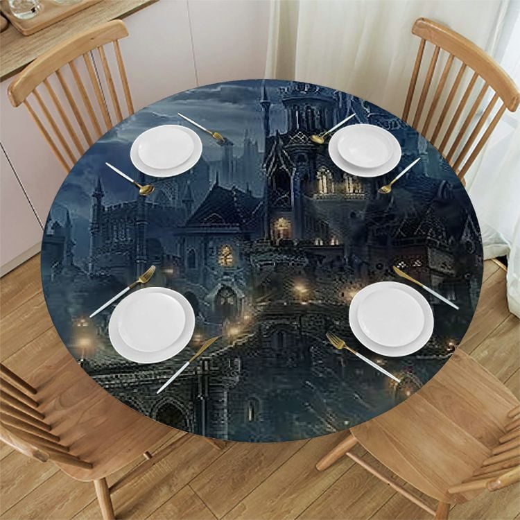 Autua Dark Night Round Table Cover Stain Resistant Washable Waterproof