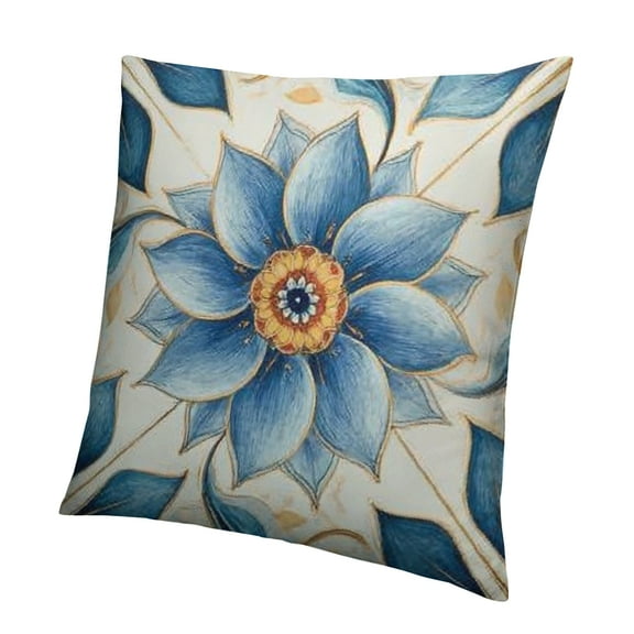 Autua Decorative Pillow Blue Flower Cloisonnism Square Home Furnishing 12x12in