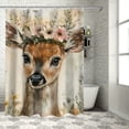 thumbnail image 1 of Autua Deer Flower Crown Chic Modern Bathroom Decor Shower Curtain 69"x72, 1 of 7