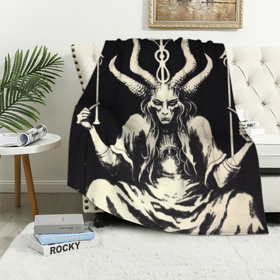 Autua Demon Occult Transgressive Art Warm Lightweight Blanket Soft Fleece Blankets Throw Blanket All Seasons Long-lasting Cow Gifts Blanket 50x60in