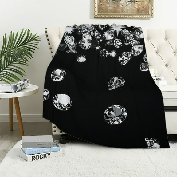 Autua Diamonds Black and White Warm Lightweight Blanket Soft Fleece Throw Blanket for Living Rooms Sofa Decor All Seasons 60x80in