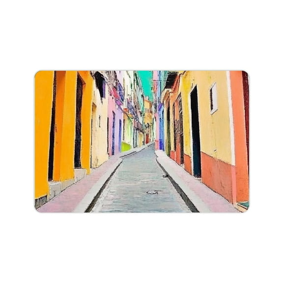 Autua Diatom Mud Mats Non-Slip Quick Drying Home Decor Yellow Building 24x16in