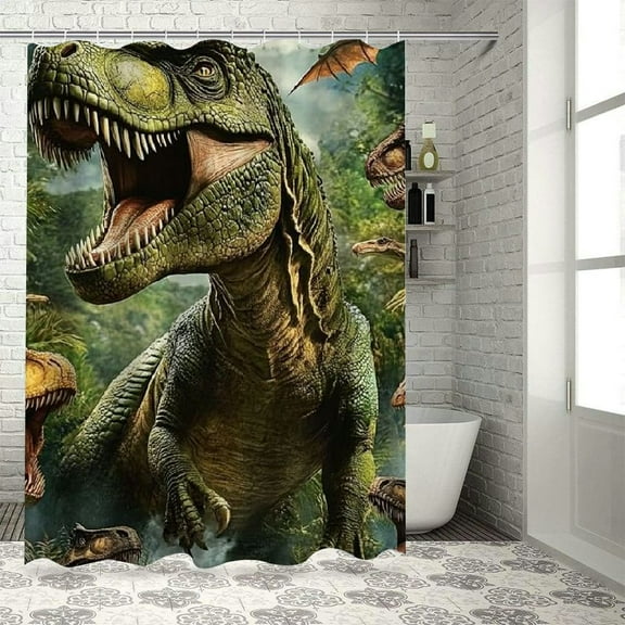Autua Dinosaur Home Bathroom Shower Curtain Decoration Chic Modern Decor with Hooks 36"x72